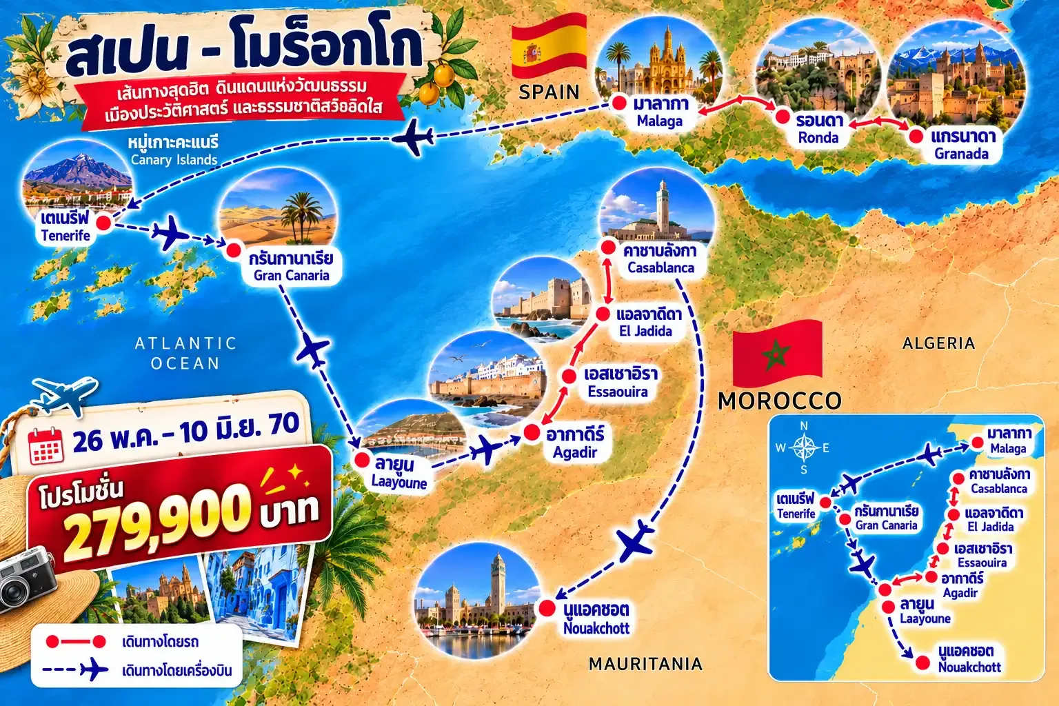 ทัวร์โมร็อกโก สเปน หมู่เกาะคะแนรี & แอฟริกาตะวันตก 16วัน 12คืน (TK)